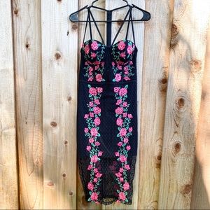 Bebe Floral Lace Corset Bustier Dress